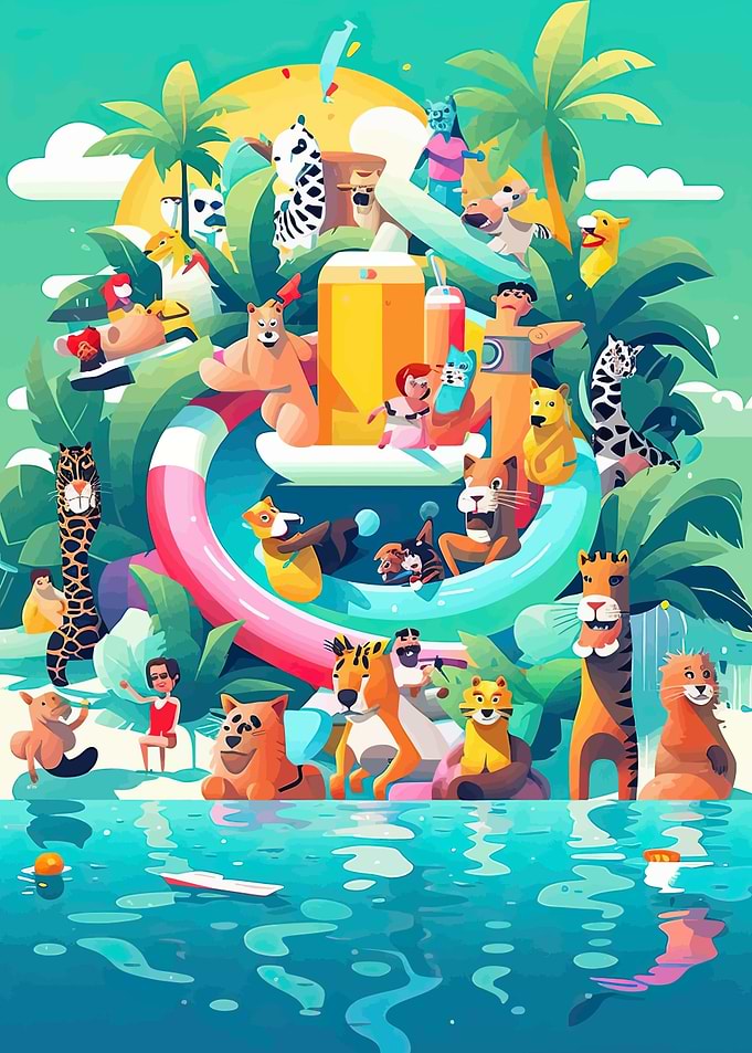 summer animals pool party