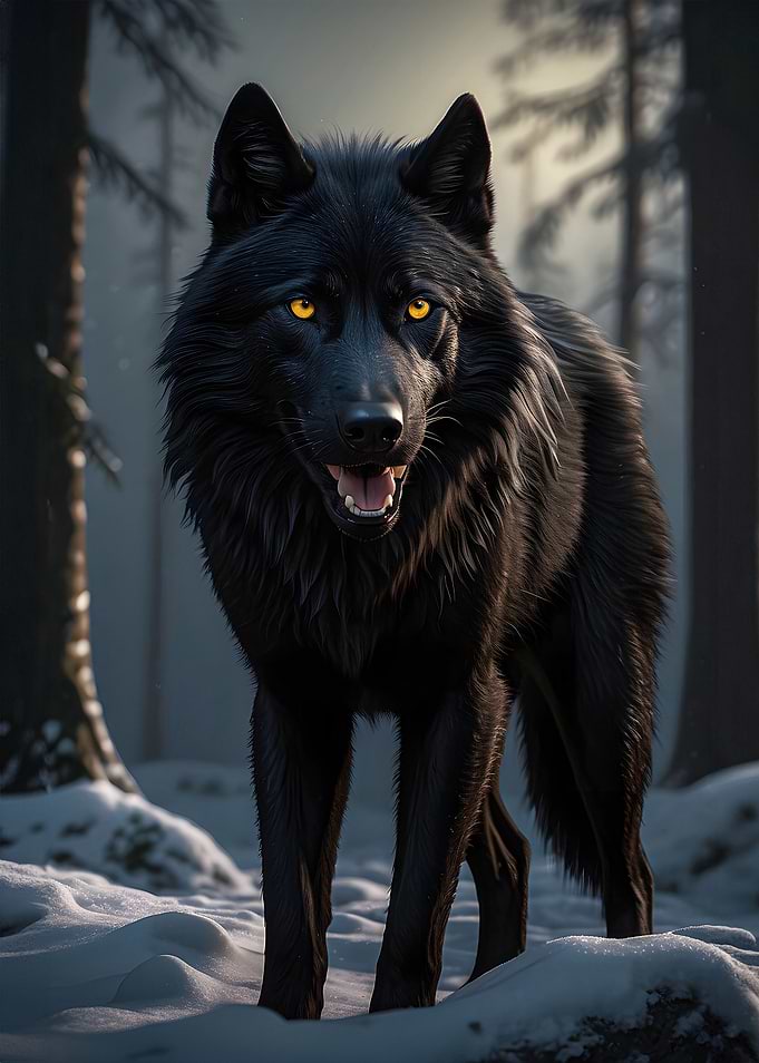 Black Wolf Yellow Eyes