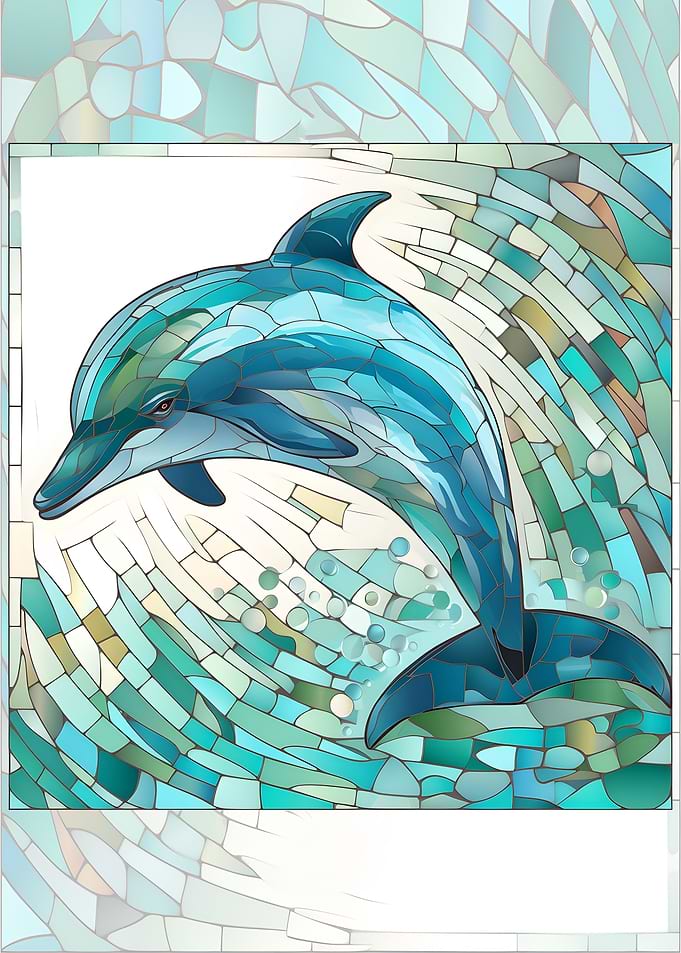 Stained glass dolphin