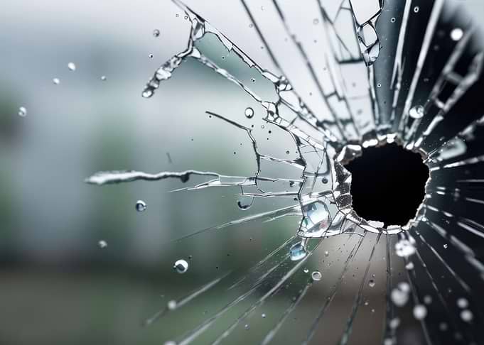 Window hole glass broken c