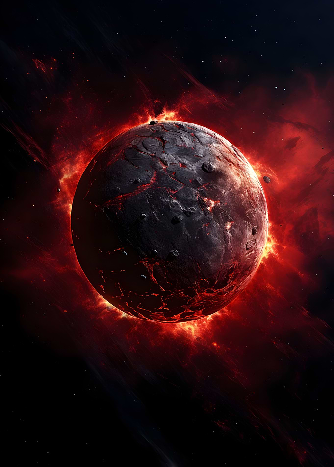 Planet with asteroid