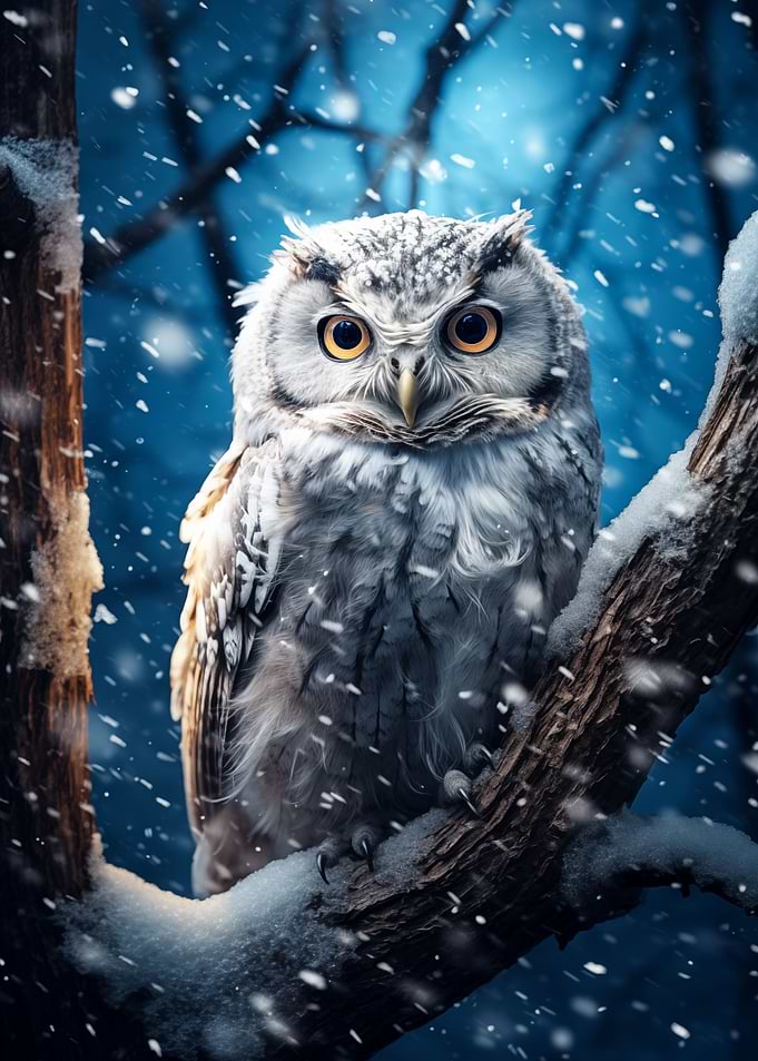 white owl in snow