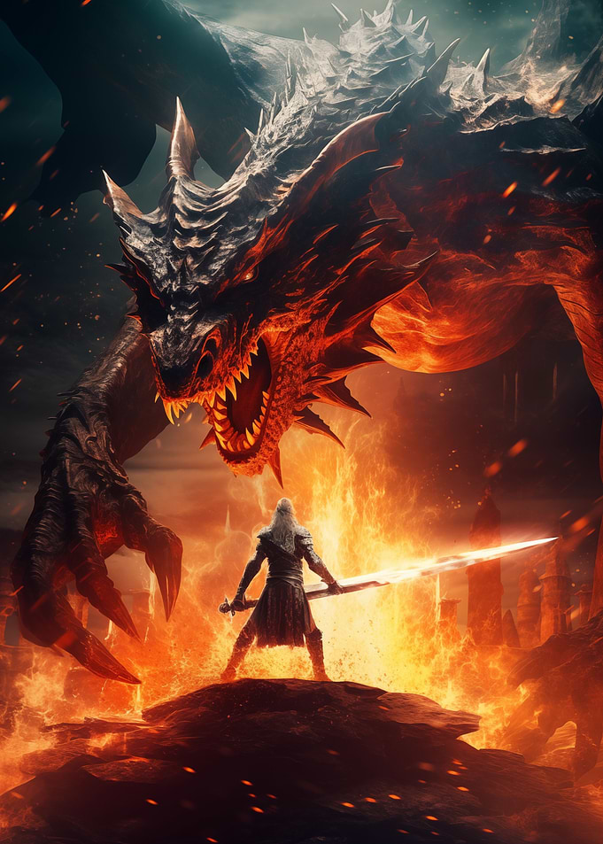 Dragon Battle with Knight
