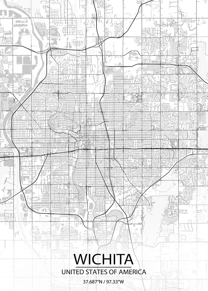 Wichita Kansas White Map