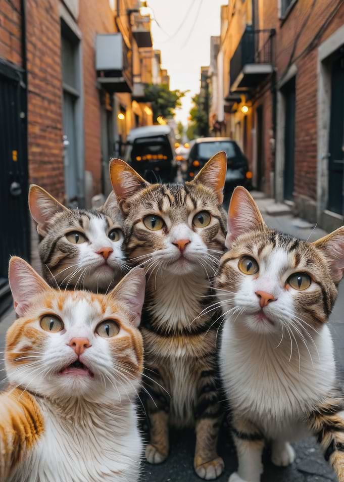 Cat team taking selfie