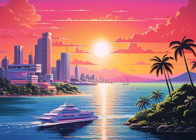 Sailing Boat + Sunset City