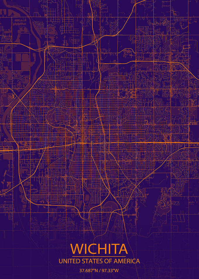 Wichita Kansas Purple Map