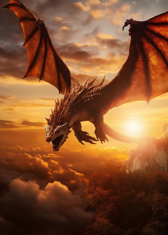 Fly Dragon on Sunset