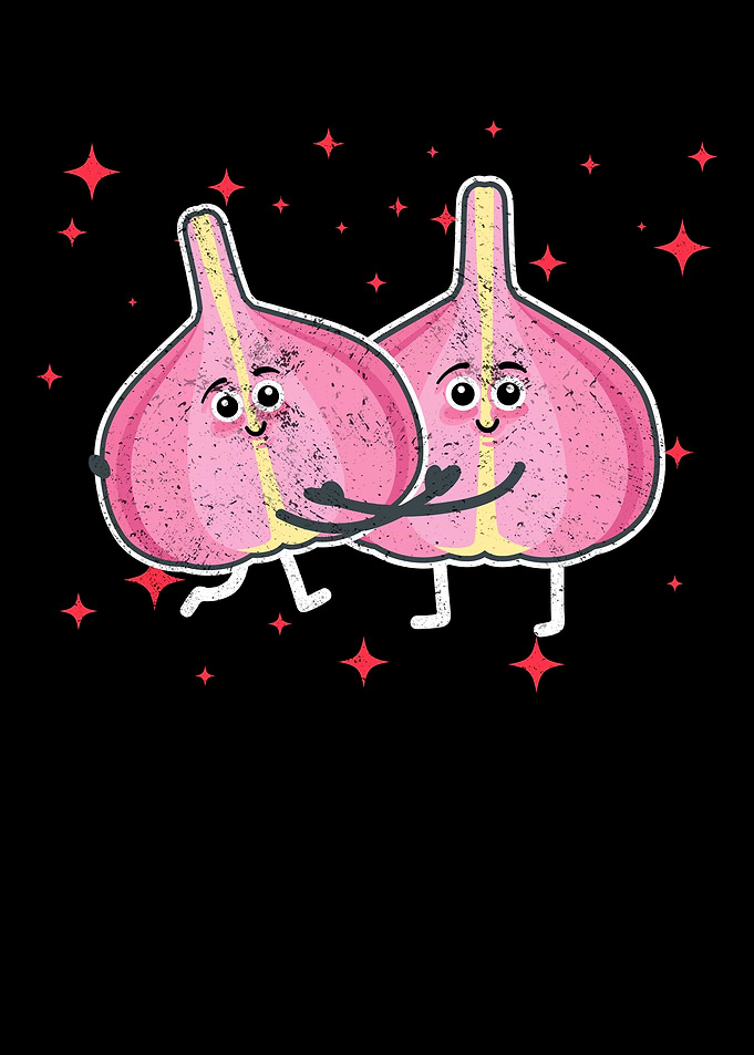 Cute Garlic Couple Hugging