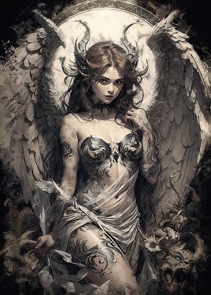 Woman with Wings and Horns