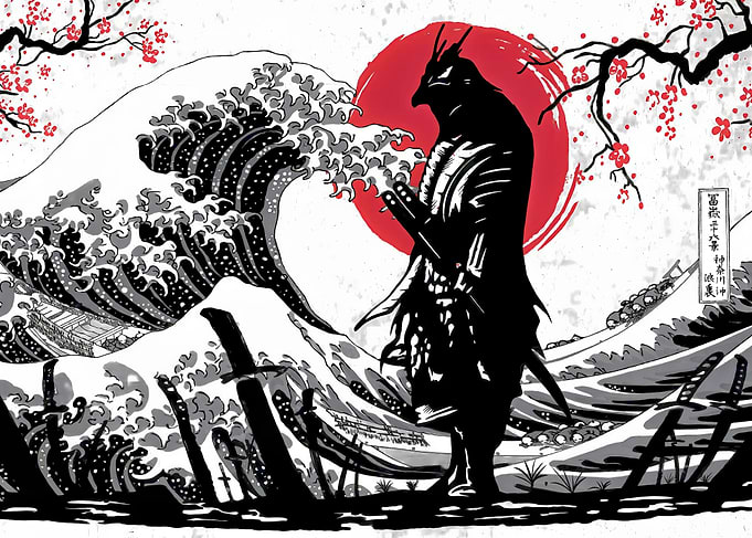 Red moon samurai wave