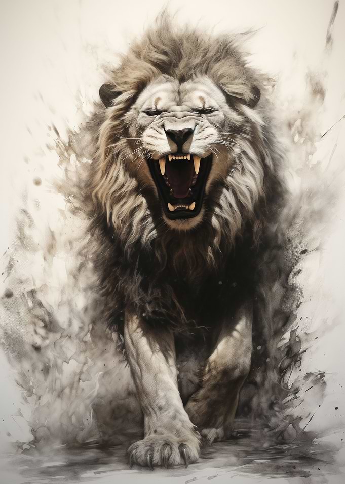 Portait of a roaring lion