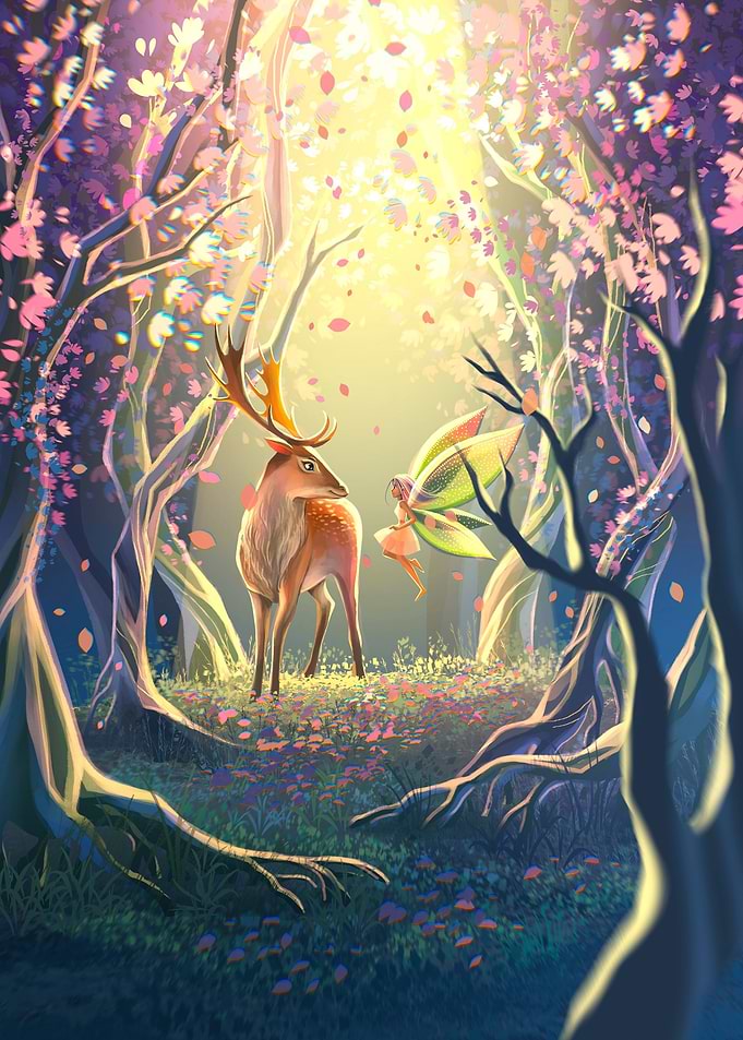 Fairy and deer