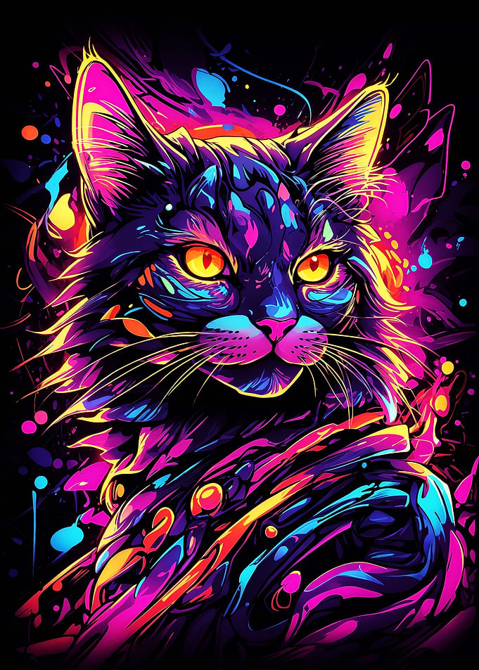 Neon cute cat
