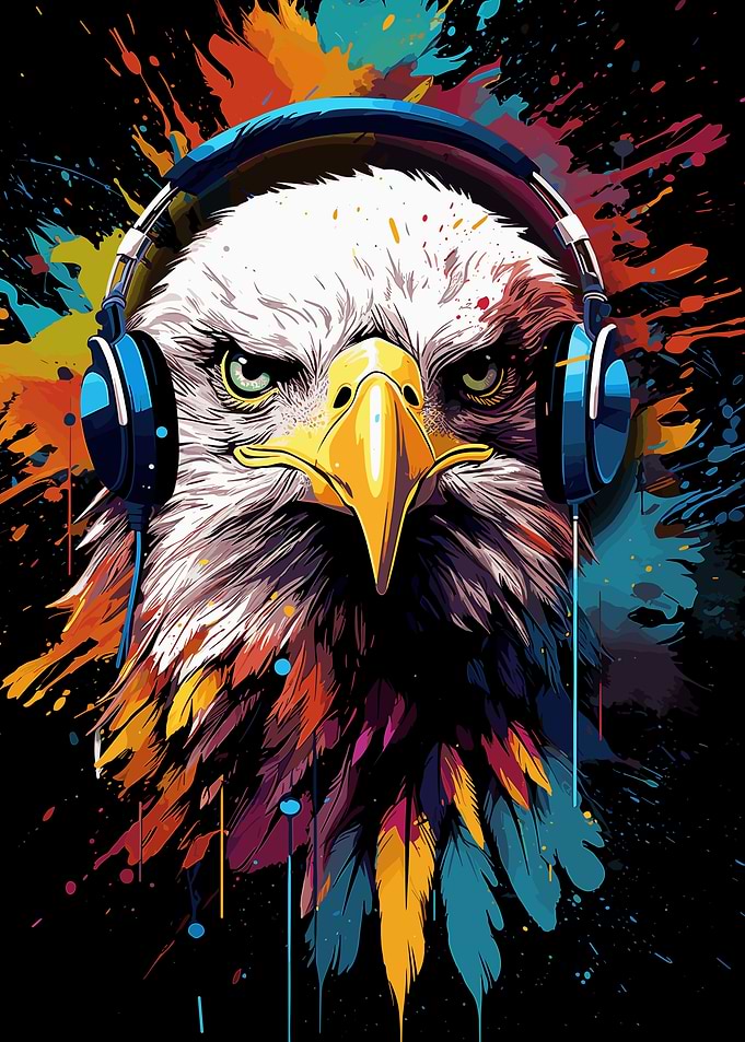 Bald Eagle With Headphones