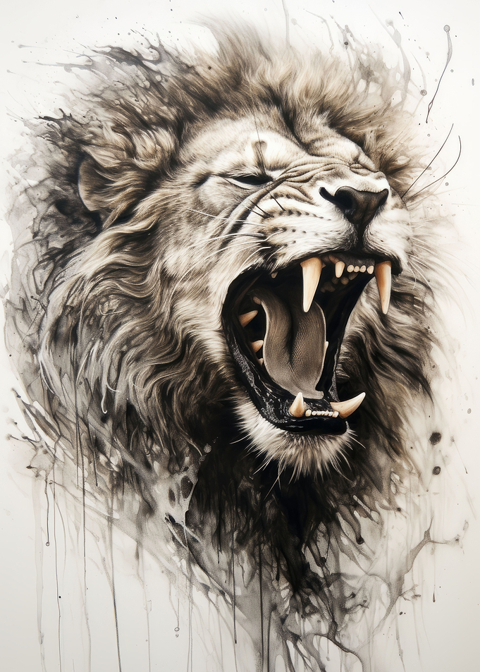 Portait of a roaring lion