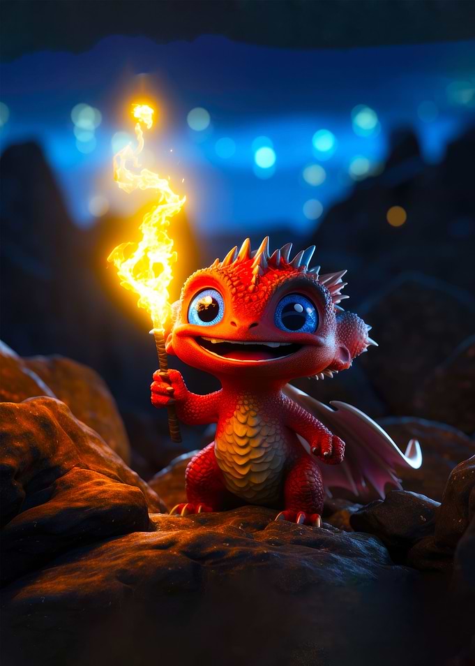 Cute Baby Flame Dragon