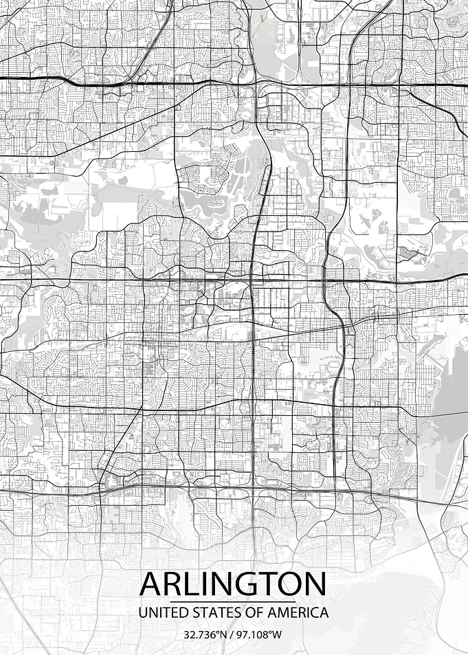 Arlington Texas White Map