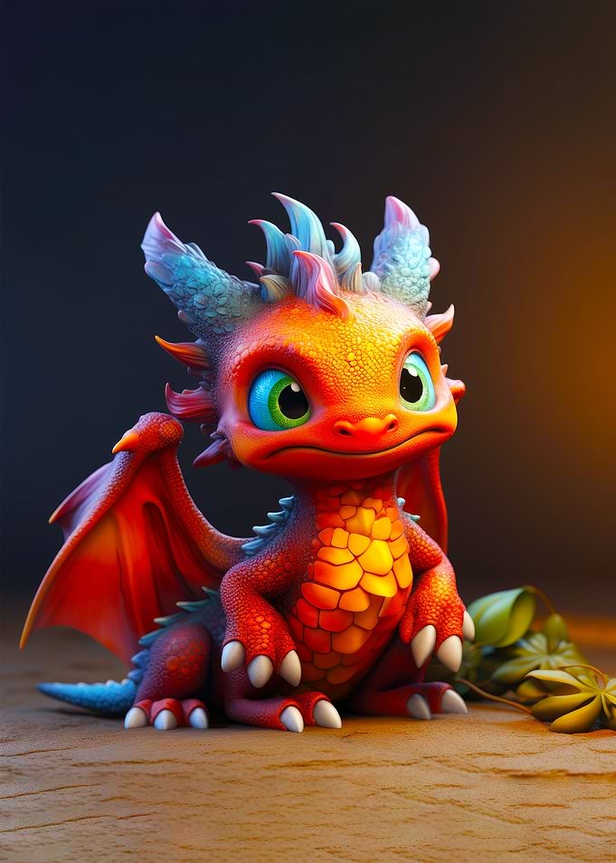 Cute Baby Flame Dragon