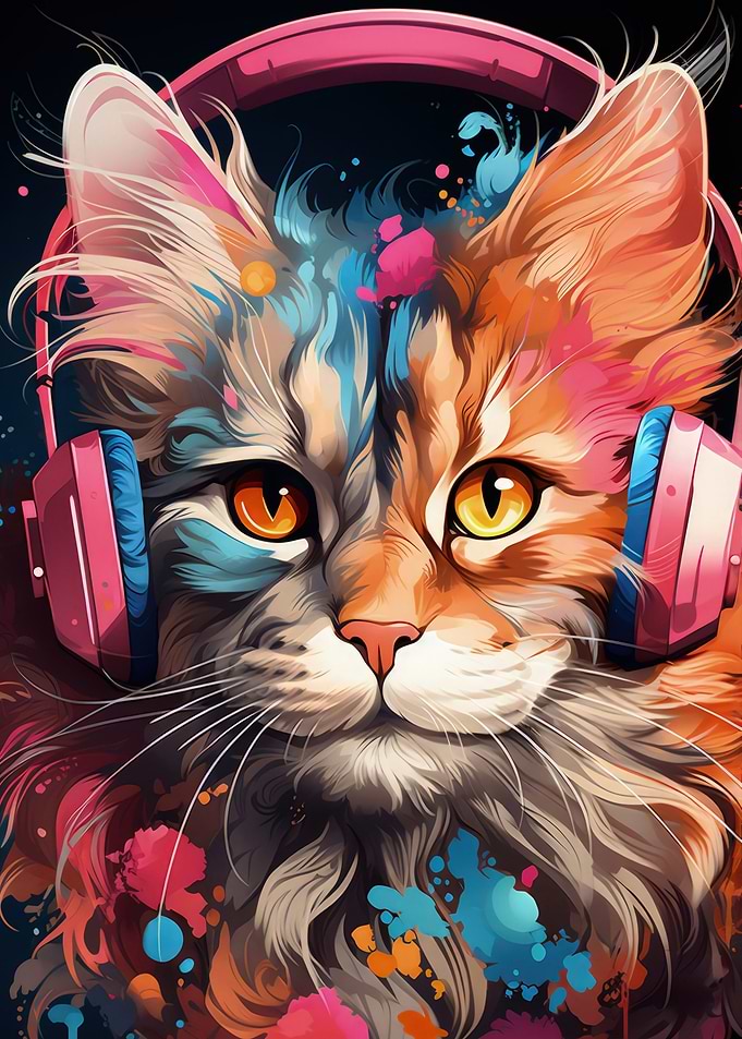Headphones cat