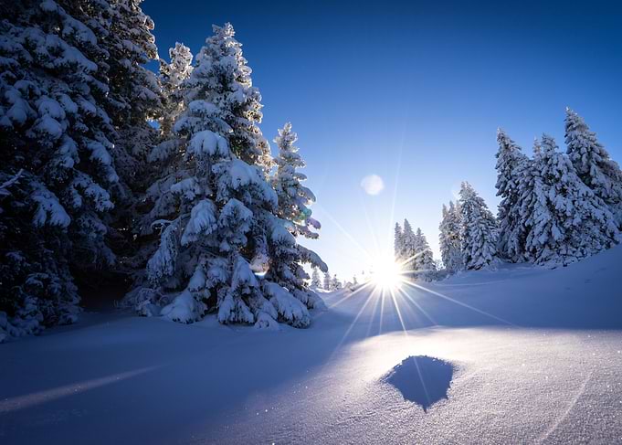 sunstar and snow