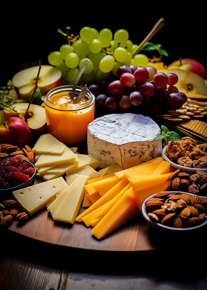 Cheese board fruits