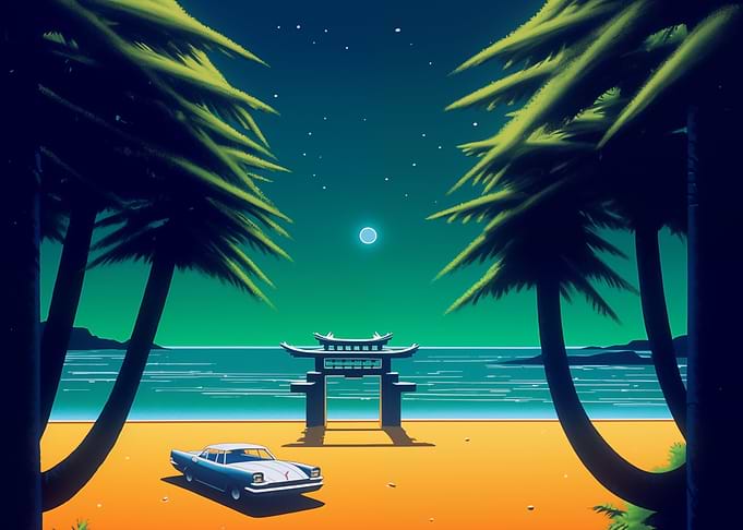 Beach Shrine At Night