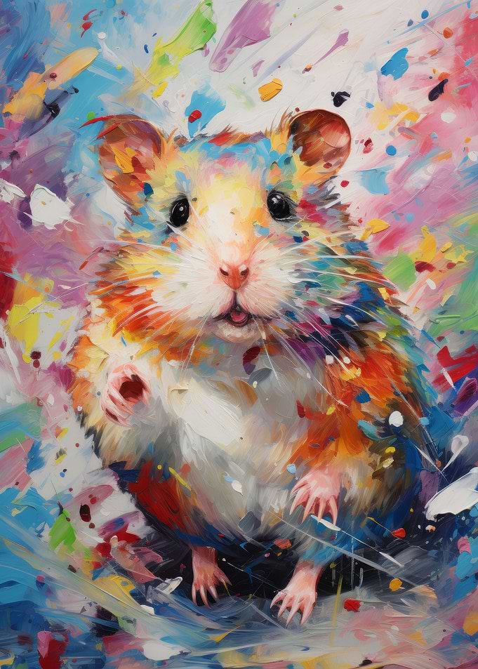 Hamster Walking in Paint