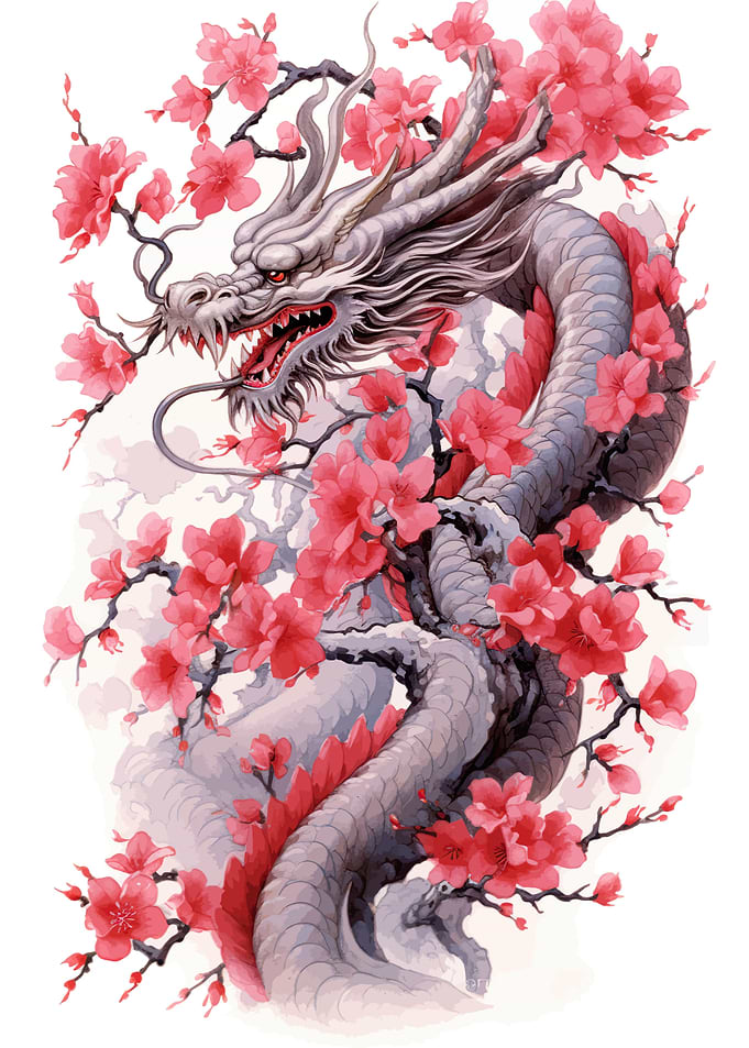 blossom Japanese dragon