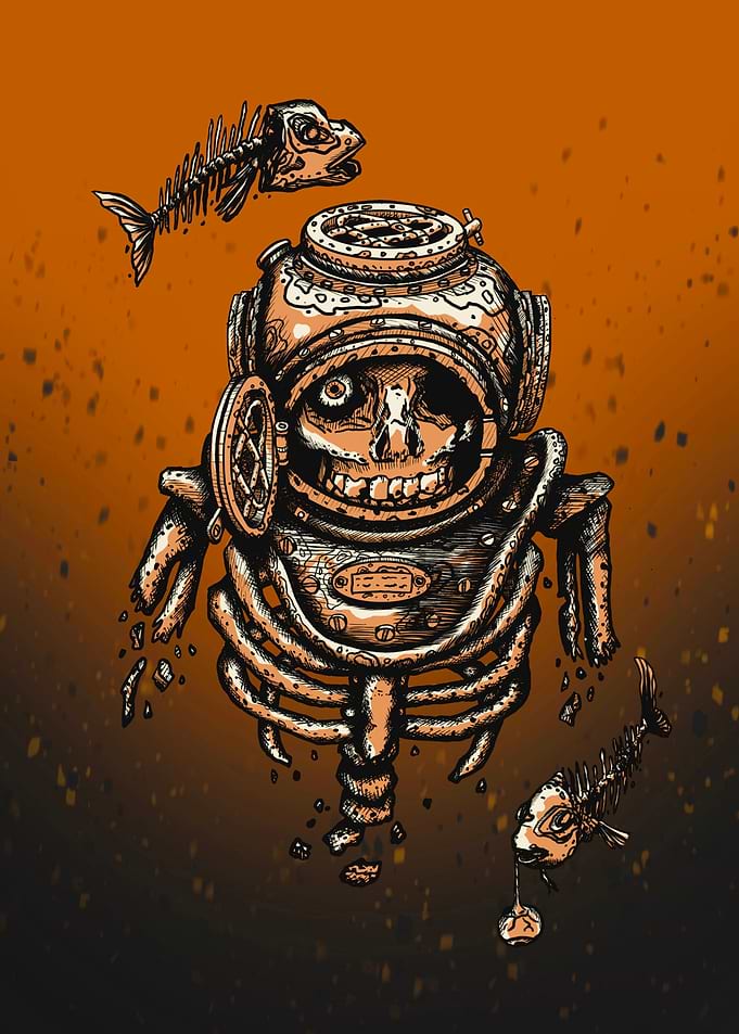 orange zombie diver