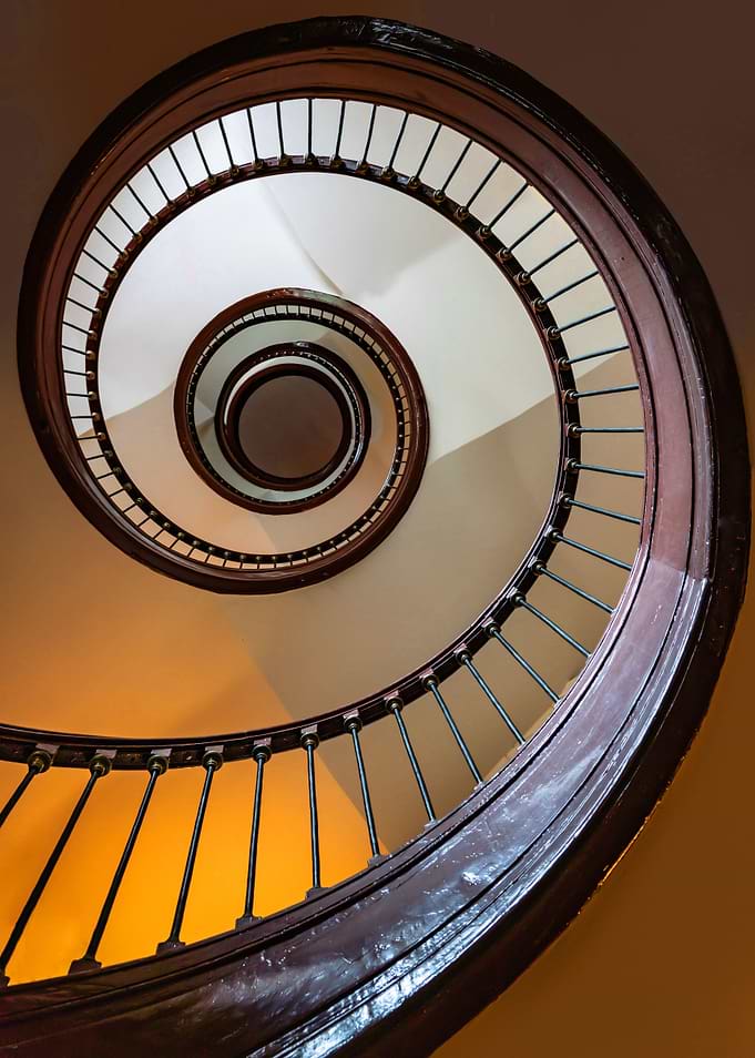 Spiral wooden staircase