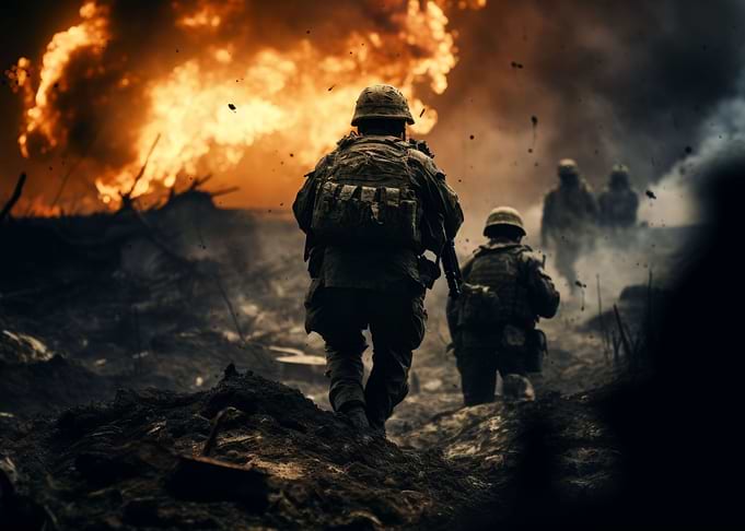 Soldiers on battlefield