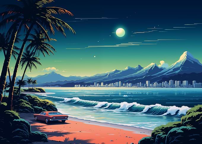 Night Drive To The Beach
