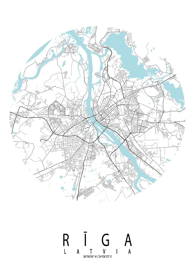 Riga City Map Circle
