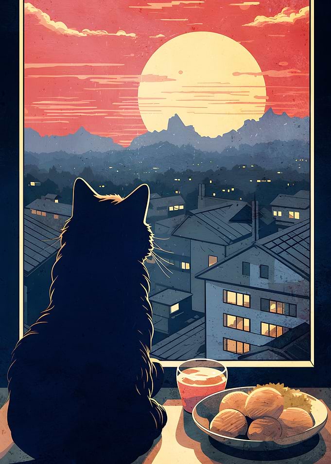 Aesthetic Cat in Window
