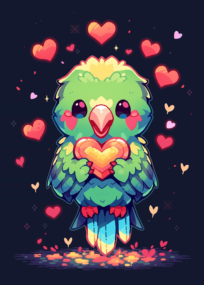 Pixel Cardinal bird Love