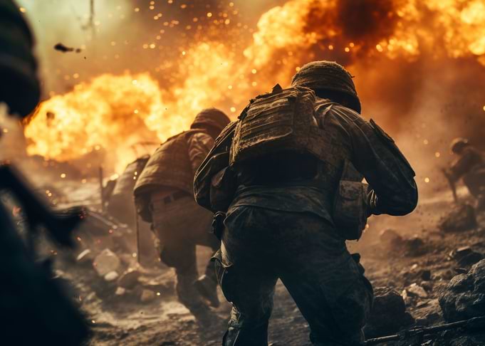 Soldiers on battlefield