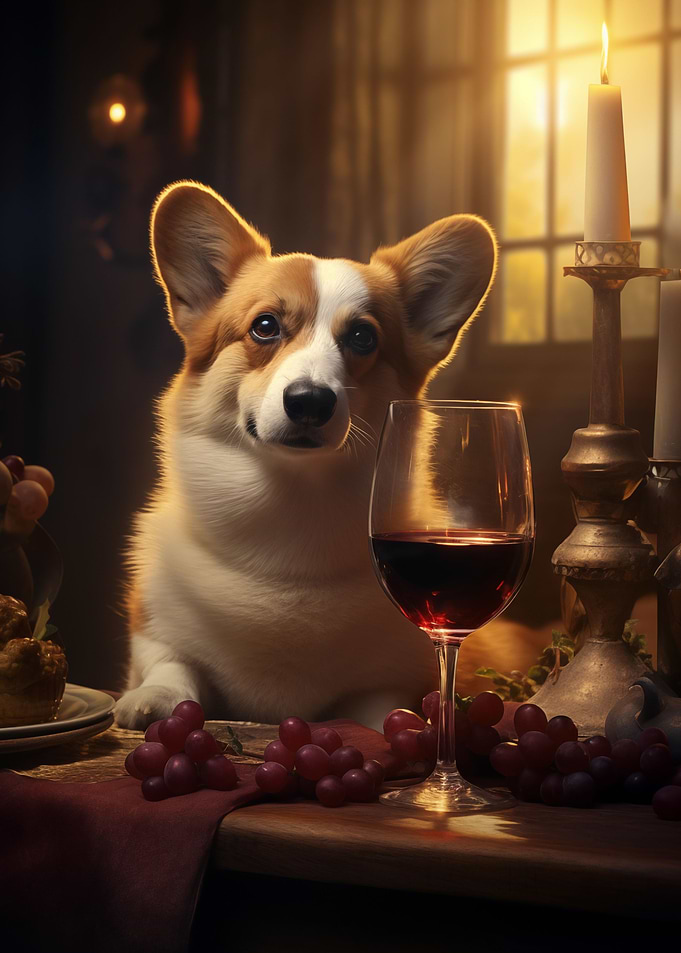 Welsh Corgi Glass Red Wine