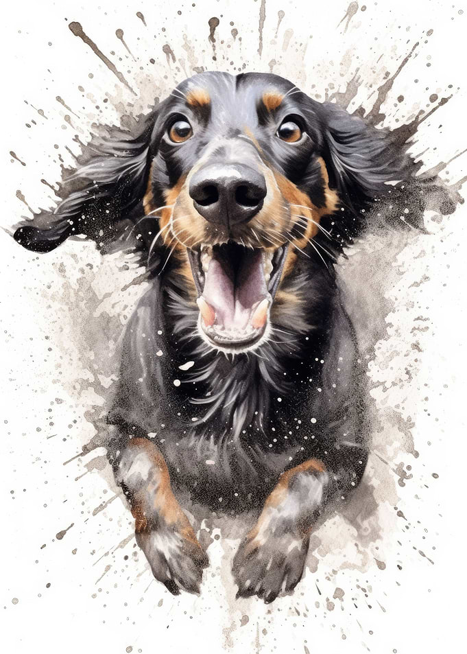 Dachshund splashes