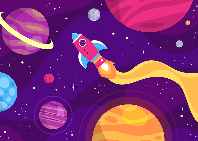 Colorful Spacecraft Poste