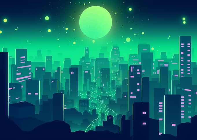 Green Pastel Anime City