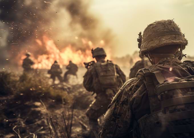 Soldiers on battlefield