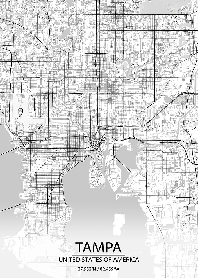 Tampa Florida US White Map