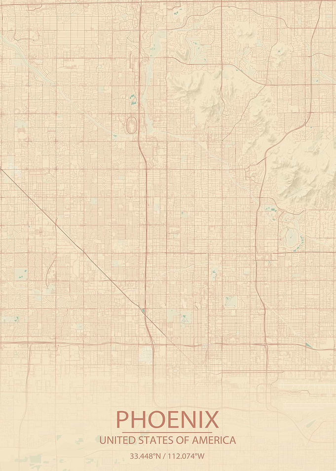 Phoenix ArizonaVintage Map