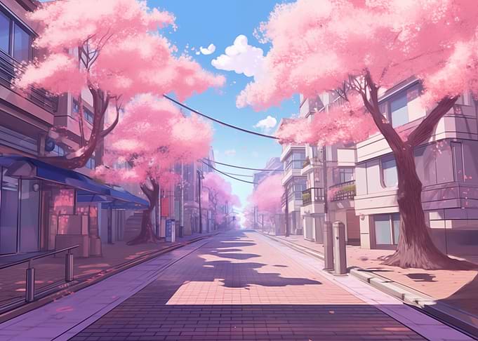 Spring In Japanese Town