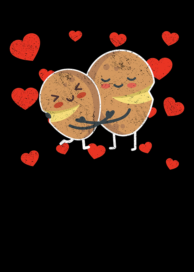 Cute Potato Couple Hugging