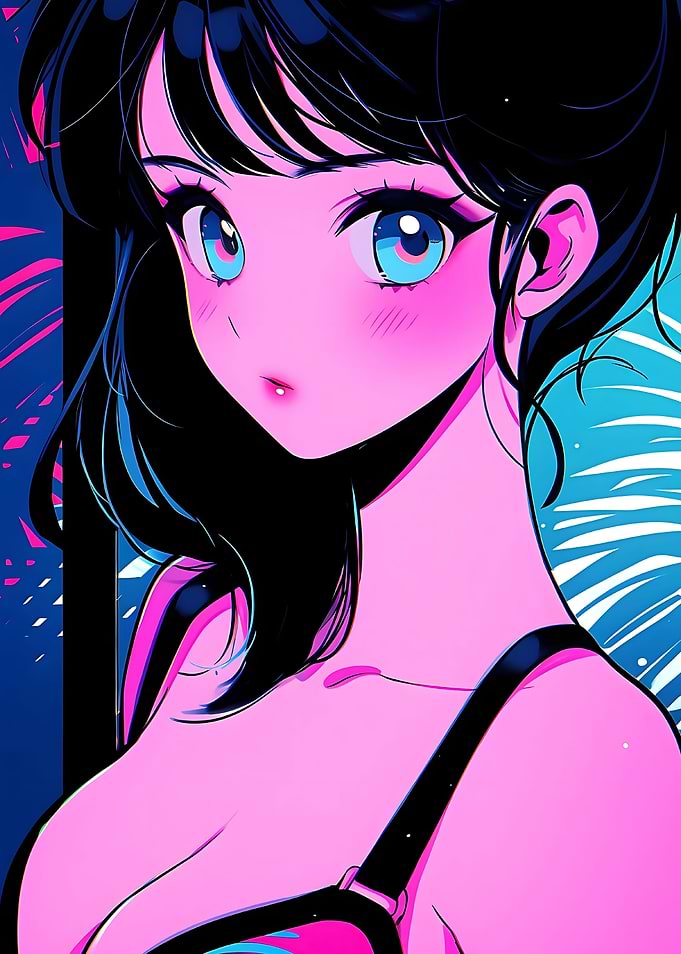 retro beautiful anime girl