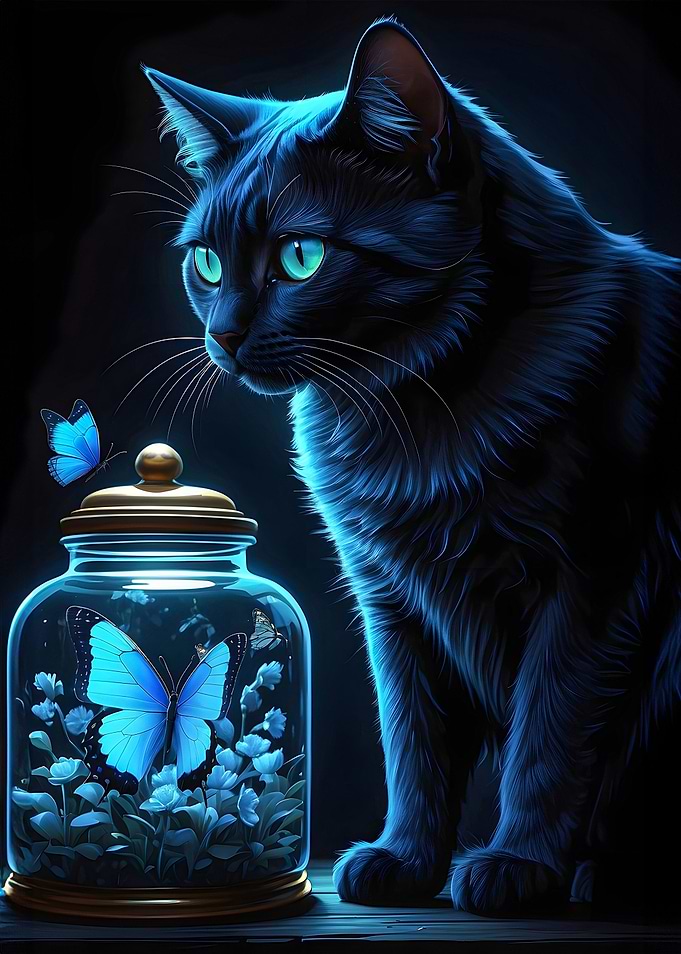 Cat with butterfly