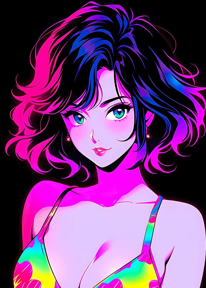 retro beautiful anime girl