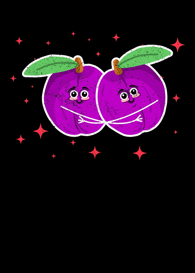Cute Plum Couple Hugging